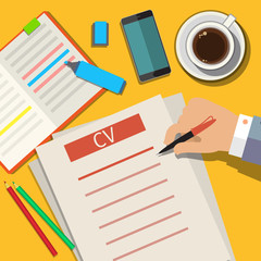 Writing a business cv resume concept