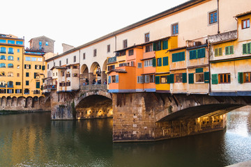 Fototapeta na wymiar View of the Ponte Vecchio over Arno river in Florence, Tuscany, Italy