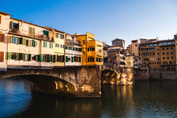 Fototapeta na wymiar View of the Ponte Vecchio over Arno river in Florence, Tuscany, Italy