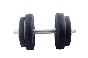 Fototapeta na wymiar Fitness exercise equipment ,dumbbell weights on white background