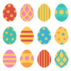 Easter eggs set, collection isolated on white background.
