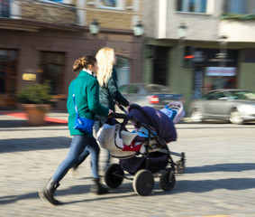 Woman with  stroller