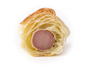 roll wurstel isolated on white background
