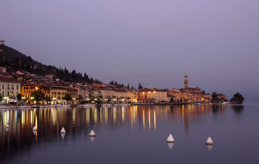 View of the promenade of Lake Garda in the evening..