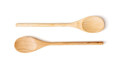 Two wooden spoons on the white background - 103605498