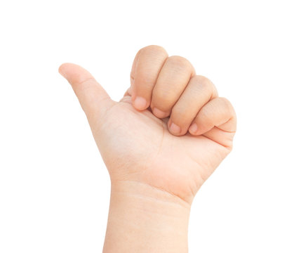 Hand with thumb up, Ok sign isolated on white background.