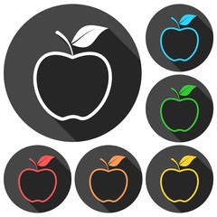 Apple icons set with long shadow