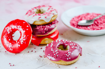 Homemade donuts with various toppings