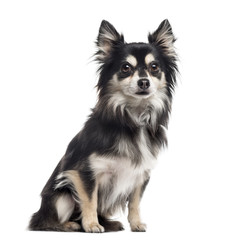 Chihuahua sitting and looking at the camera, isolated on white