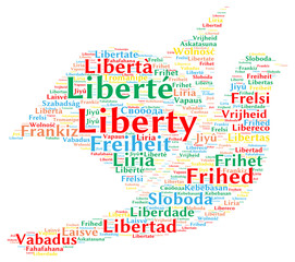 Liberty word cloud in different languages 