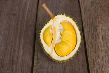 durian at wood table
