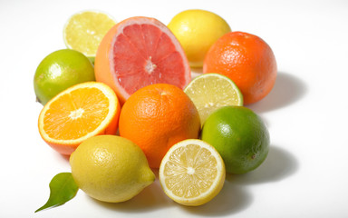 Naklejka na ściany i meble Citrus fruits isolated on white