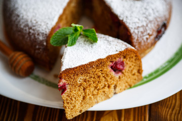 sweet honey cake with cherries 
