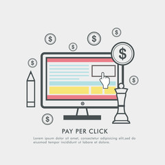 Pay per click, Online Advertising concept.