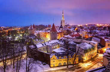 Fototapeta na wymiar View of an old city in Tallinn. Estonia