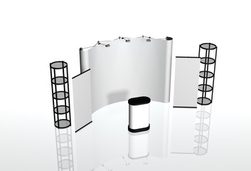 Trade exhibition stand, Exhibition Stand round, 3D rendering vis
