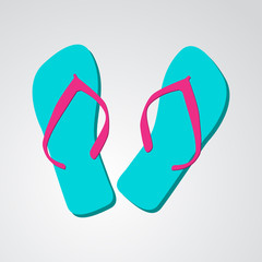 Icono plano chanclas color en fondo degradado