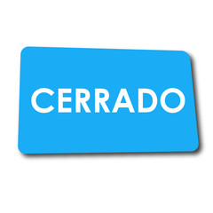 Icono plano CERRADO en rectangulo azul con sombra