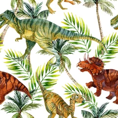 Gardinen Dschungel Dinosaur watercolor seamless pattern  © Tanya Syrytsyna