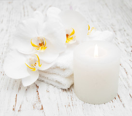 Orchids and spa towels