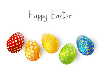 Color Easter eggs on white background 