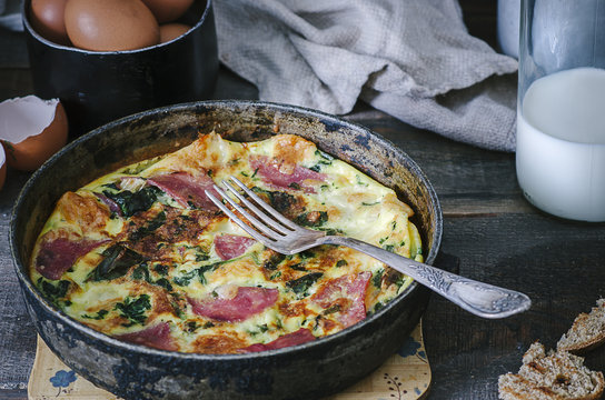 Country Breakfast - Frittata In A Pan And Toast