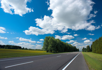 Sky and road.