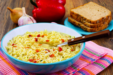 Tasty Chicken Soup with Chinese Noodles