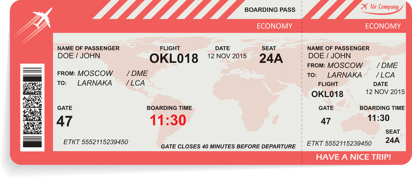 Vector illustration of airline boarding pass