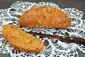 Fresh Tasty Bread on Dark Background