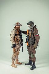 Special force soldiers: russian & american