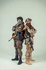 Special force soldiers: american & russian