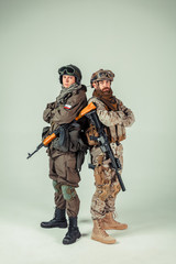 Special force soldiers: american & russian