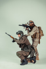 Special force soldiers: american & russian