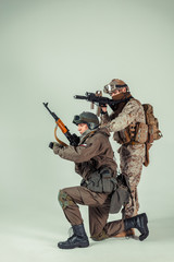 Special force soldiers: american & russian