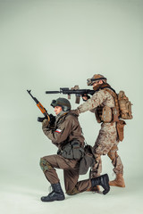 Special force soldiers: american & russian