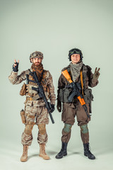 Special force soldiers: american & russian