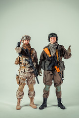 Special force soldiers: american & russian
