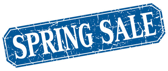 spring sale blue square vintage grunge isolated sign