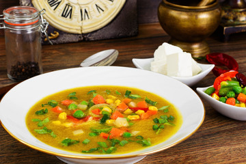 Pumpkin-Carrot Soup with Mexican Vegetable Mix