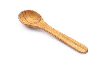 Wood spoon on white background