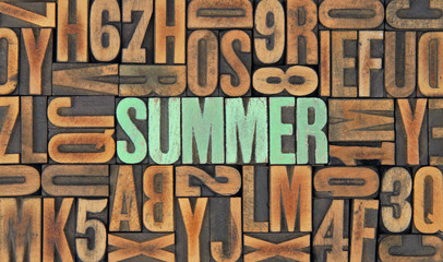 Summer / caracteres d'imprimerie en bois 