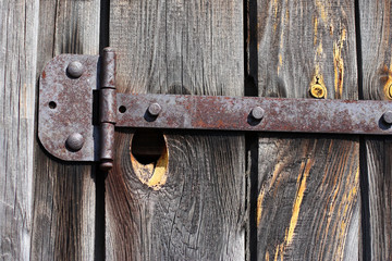 texture wooden planks with iron hinge
