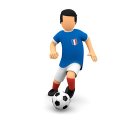 Französische Fußballer läuft mit dem Ball