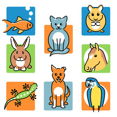 8 popular pet animals icons