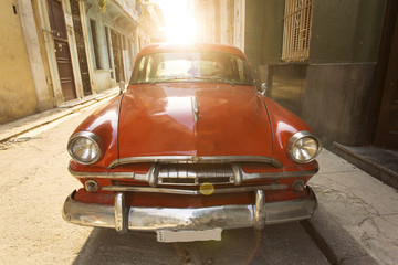 Old american car on beautiful street of Havana, Cuba