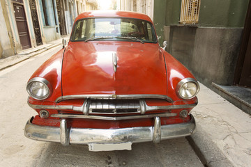 Old american car on beautiful street of Havana, Cuba