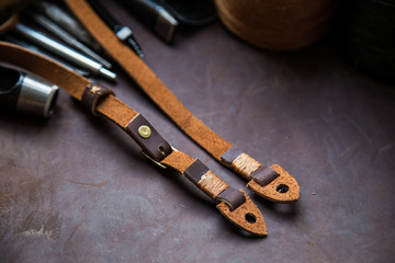 Retro genuine leather camera strap
