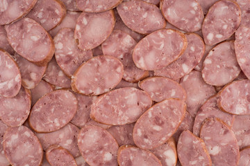 sliced sausage as background