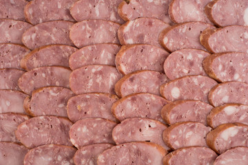 sliced sausage as background